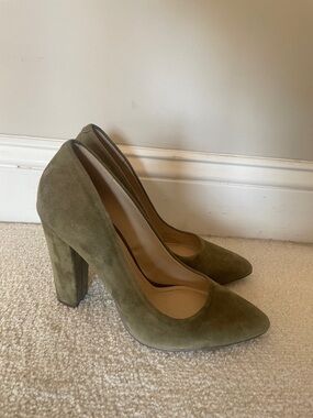 BCBGeneration Olive Suede Block Heel Pumps